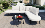 Patio Half-Moon Curved Outdoor Furniture Sofa Set with Coffee Table - Phoenix Fire Art Store