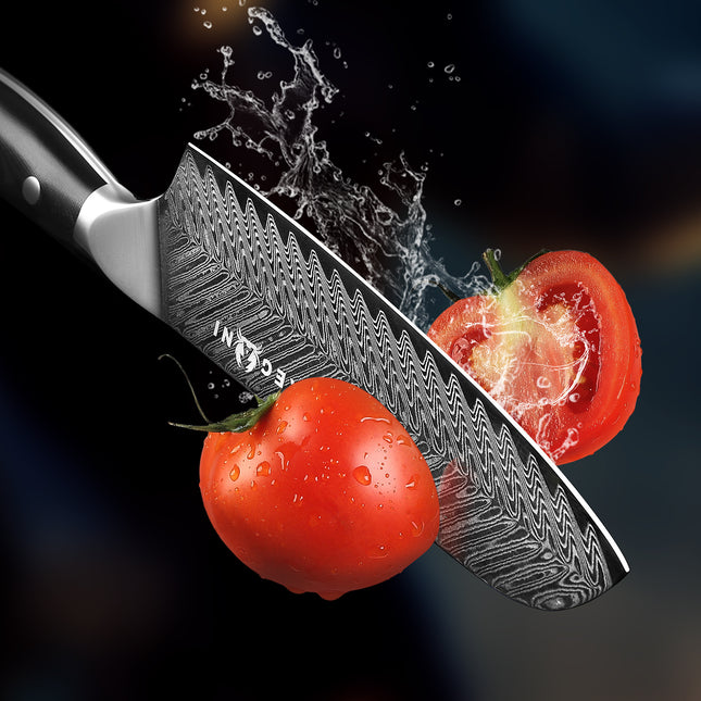 Kegani Santoku Knife 7 Inch Japanese Santoku Knife, 73 Layer AUS-10 Damascus, Full Tang G10 Handle with Case & Sheath - Phoenix Fire Art Store