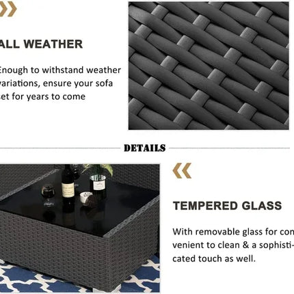 8 Pieces Patio Furniture Set with 44" Propane Gas Fire Pit Table - Phoenix Fire Art Store