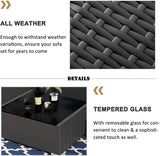 8 Pieces Patio Furniture Set with 44" Propane Gas Fire Pit Table