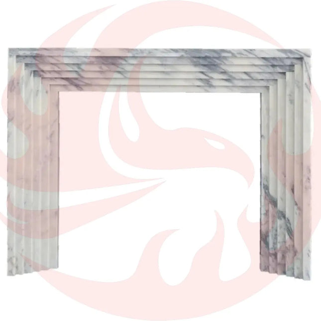 Calacatta Viola Marble Art Deco Fireplace Mantel Polished (L)60" (H)47" (D)8" - Phoenix Fire Art Store