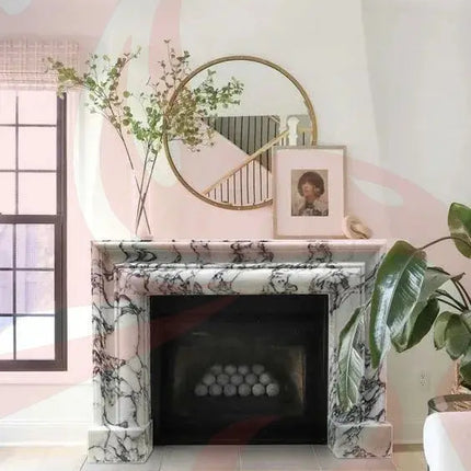Calacatta Viola Marble Hand-carved Fireplace Mantel Polished (W)8.5" (L)61" (H)52" - Phoenix Fire Art Store