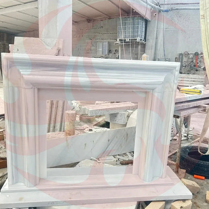 Carrara White Marble Hand-carved Fireplace Mantel Polished (W)14" (L)67" (H)69" - Phoenix Fire Art Store