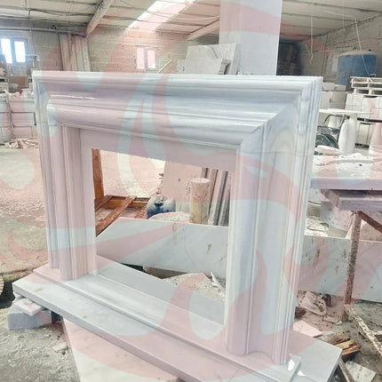Carrara White Marble Hand-carved Fireplace Mantel Polished (W)14" (L)67" (H)69" - Phoenix Fire Art Store