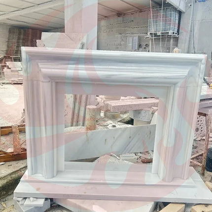 Carrara White Marble Hand-carved Fireplace Mantel Polished (W)14" (L)67" (H)69" - Phoenix Fire Art Store
