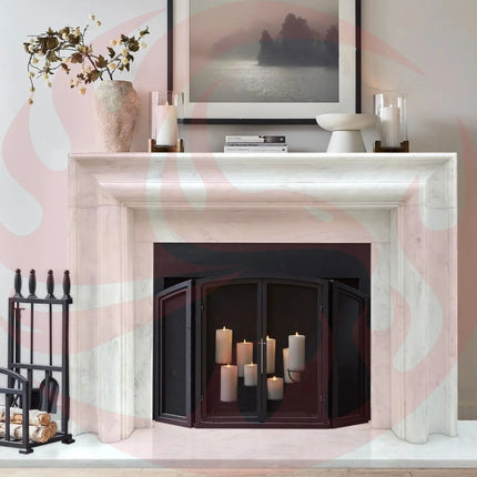 Carrara White Marble Hand-carved Fireplace Mantel Polished (W)14" (L)67" (H)69" - Phoenix Fire Art Store