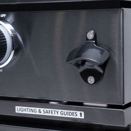 Castelle Flame Premium Black Stainless Steel 4-Burner Gas Grill With Rotisserie Kit (SAK48157)