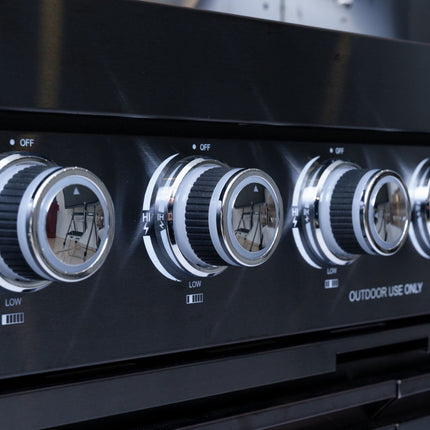 Castelle Flame Premium Black Stainless Steel 4-Burner Gas Grill With Rotisserie Kit (SAK48157)