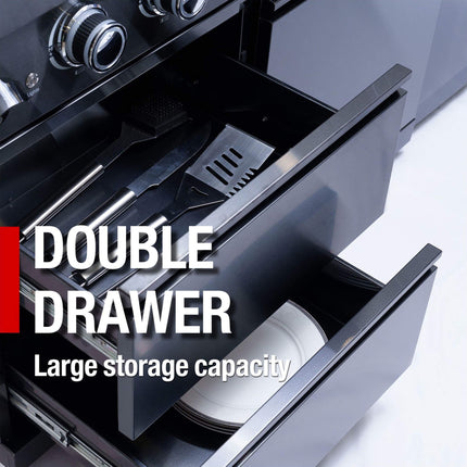 Castelle Flame Premium Black Stainless Steel 4-Burner Gas Grill With Rotisserie Kit (SAK48157)