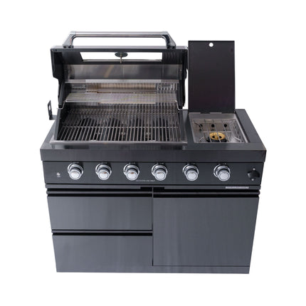 Castelle Flame Premium Black Stainless Steel 4-Burner Gas Grill With Rotisserie Kit (SAK48157)