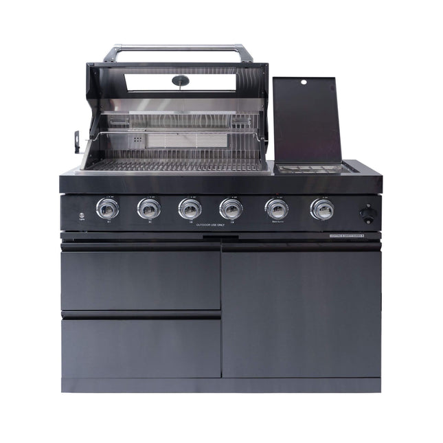 Castelle Flame Premium Black Stainless Steel 4-Burner Gas Grill With Rotisserie Kit (SAK48157)