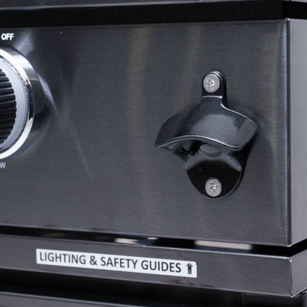 Castelle Flame Premium Black Stainless Steel 6-Burner Gas Grill Kitchen Island With Rotisserie Kit (SAK82641)