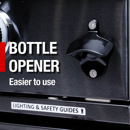 Castelle Flame Premium Black Stainless Steel 6-Burner Gas Grill Kitchen Island With Rotisserie Kit (SAK82641)