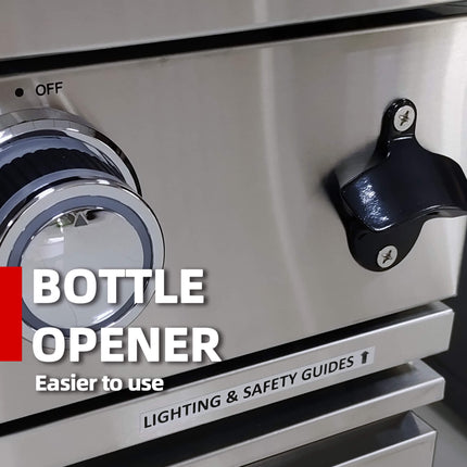 Castelle Flame Stainless Steel Outdoor BBQ Kitchen Island With 46-Inch 4-Burner 85K BTU Grill, Rotisserie Kit, And Cabinets (SAK93192)