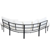 Patio Half-Moon Curved Outdoor Furniture Sofa Set with Coffee Table - Phoenix Fire Art Store