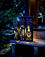 Chicken Coop Trio Luminary Pillars with Solar Cap - Cluck Yeah, They Glow!