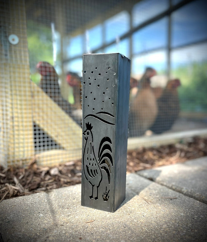 Chicken Coop Trio Luminary Pillars with Solar Cap - Cluck Yeah, They Glow!