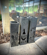 Chicken Coop Trio Luminary Pillars with Solar Cap - Cluck Yeah, They Glow!