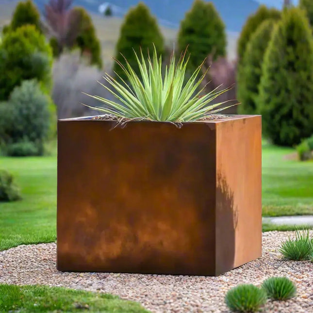 Corten Steel Cube Planters - FREE SHIPPING! - Phoenix Fire Art Store