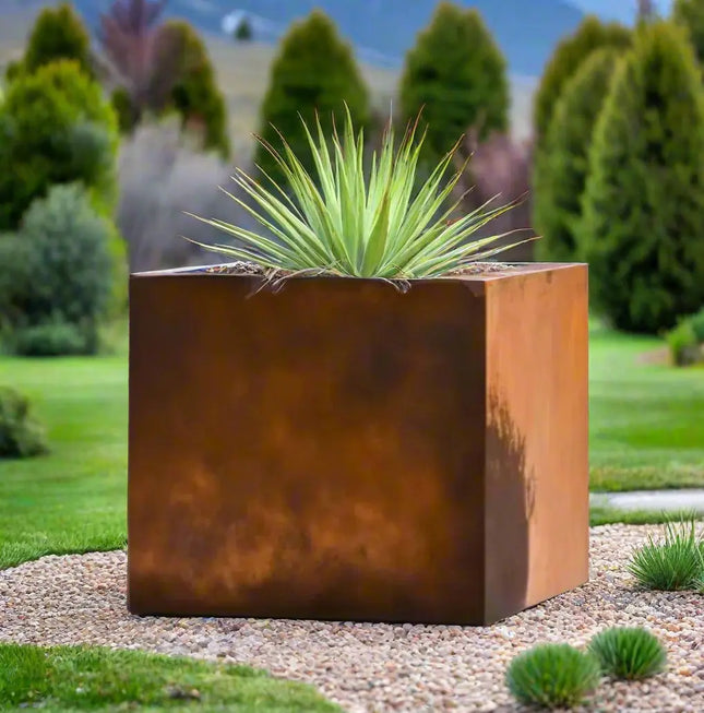 Corten Steel Cube Planters - FREE SHIPPING! - Phoenix Fire Art Store