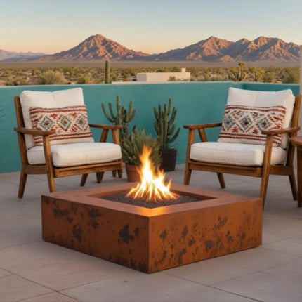 Square Corten Fire Pit - FREE SHIPPING