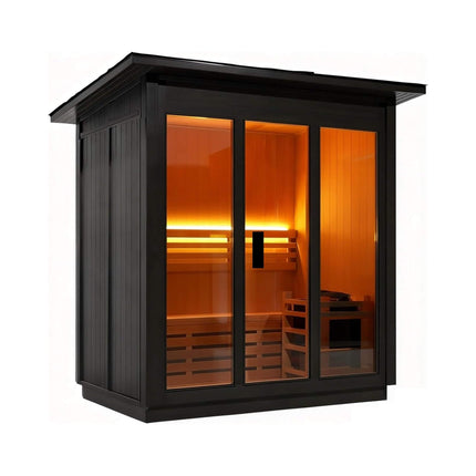 Custom 8-Person Luxury Canadian Red Cedar Outdoor Steam Sauna With Heater And Stones [Made-To-Order] (SAK13492) SAKSBY WHOLESALE