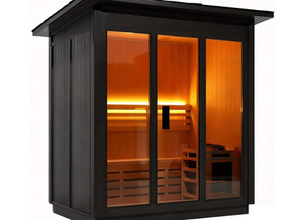 Custom 4-Person Luxury Spruce Outdoor Steam Sauna With Heater And Stones [Made-To-Order] (SAK87912) SAKSBY WHOLESALE