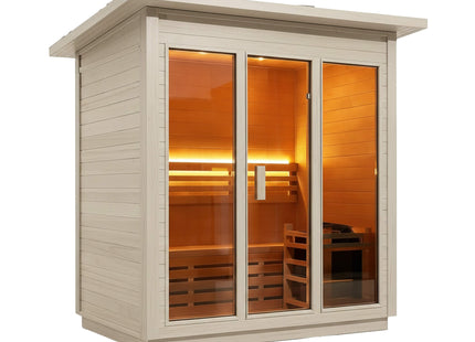 Custom 8-Person Luxury Spruce Outdoor Steam Sauna With Heater And Stones [Made-To-Order] (SAK51642) SAKSBY WHOLESALE