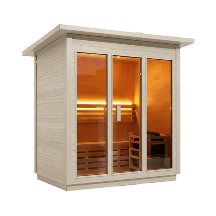 Custom 6-Person Luxury Spruce Outdoor Steam Sauna With Heater And Stones [Made-To-Order] (SAK20378) SAKSBY WHOLESALE