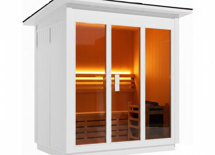 Custom 8-Person Luxury Spruce Outdoor Steam Sauna With Heater And Stones [Made-To-Order] (SAK51642) SAKSBY WHOLESALE