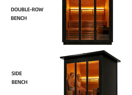 Custom 6-Person Luxury Spruce Outdoor Steam Sauna With Heater And Stones [Made-To-Order] (SAK20378) SAKSBY WHOLESALE