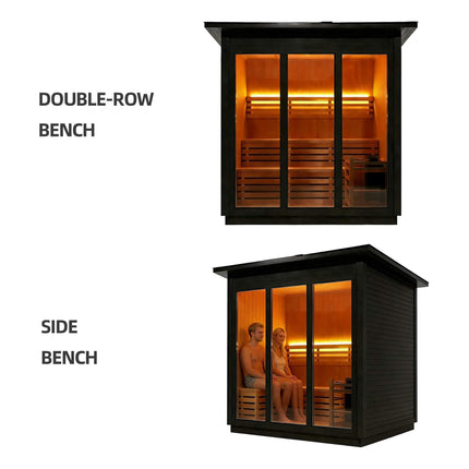 Custom 6-Person Luxury Canadian Hemlock Outdoor Steam Sauna With Heater And Stones [Made-To-Order] (SAK63821) SAKSBY WHOLESALE