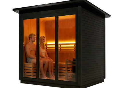 Custom 8-Person Luxury Spruce Outdoor Steam Sauna With Heater And Stones [Made-To-Order] (SAK51642) SAKSBY WHOLESALE