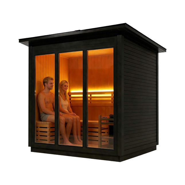 Custom 8-Person Luxury Spruce Outdoor Steam Sauna With Heater And Stones [Made-To-Order] (SAK51642) SAKSBY WHOLESALE