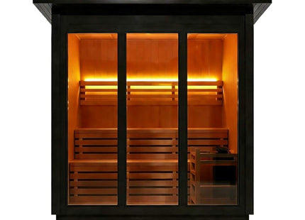 Custom 4-Person Luxury Spruce Outdoor Steam Sauna With Heater And Stones [Made-To-Order] (SAK87912) SAKSBY WHOLESALE