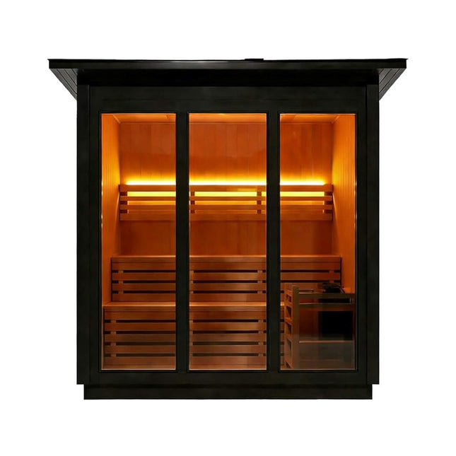 Custom 8-Person Luxury Canadian Hemlock Outdoor Steam Sauna With Heater And Stones [Made-To-Order] (SAK95107) SAKSBY WHOLESALE