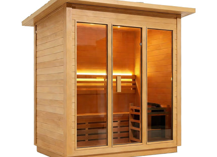 Custom 6-Person Luxury Canadian Hemlock Outdoor Steam Sauna With Heater And Stones [Made-To-Order] (SAK63821) SAKSBY WHOLESALE