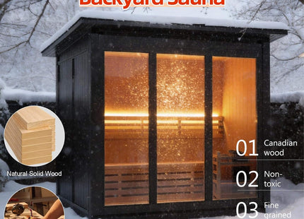 Custom 4-Person Luxury Canadian Hemlock Outdoor Steam Sauna With Heater And Stones [Made-To-Order] (SAK79406) SAKSBY WHOLESALE