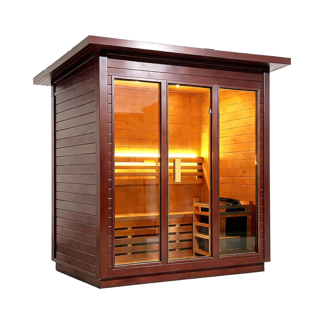 Custom 8-Person Luxury Canadian Red Cedar Outdoor Steam Sauna With Heater And Stones [Made-To-Order] (SAK13492) SAKSBY WHOLESALE