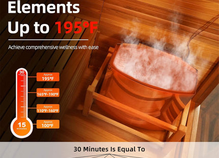 Custom 4-Person Luxury Canadian Hemlock Outdoor Steam Sauna With Heater And Stones [Made-To-Order] (SAK79406) SAKSBY WHOLESALE