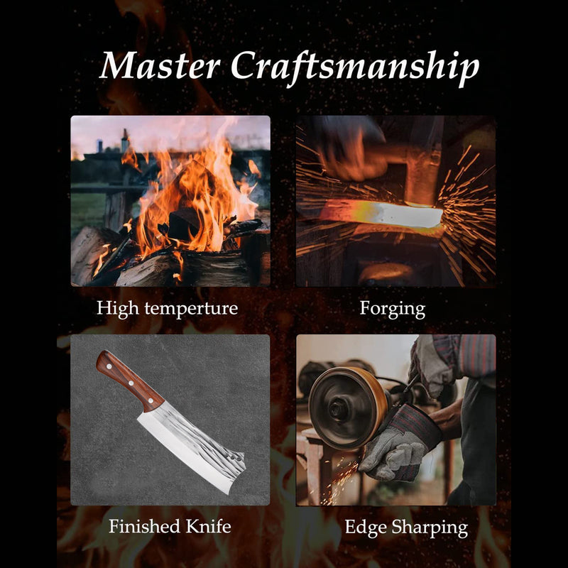 Kegani Meat Cleaver Knife - Heavy Duty Bone Chopper - 1.4 Lbs - Phoenix Fire Art Store