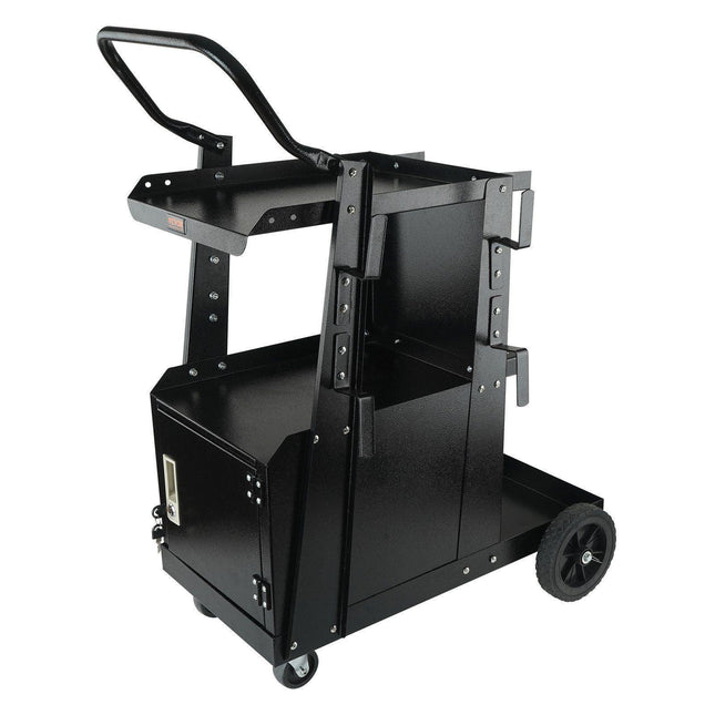 Heavy Duty Welding Cart | 2-Tier with Lockable Cabinet