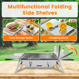 1 Set 3 In 1 Foldable Charcoal Grill Fire Pit Slow Cooker 2-3 People Portable Camping Grill Stainless Steel BBQ Grill - Phoenix Fire Art Store