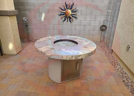 Bahama Outdoor Fire Table - 35,000 BTU Round Dining Height for LP/NG/Wood Use - Phoenix Fire Art Store