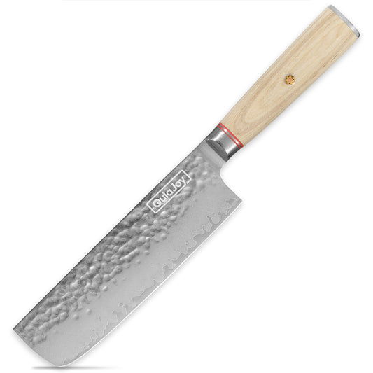 Qulajoy Nakiri Knife 6.9 Inch, Professional 67-Layers Damascus Japanese Chef Knife, with Ergonomic Wood Handle - Phoenix Fire Art Store