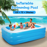 Inflatable Swimming Pool for Family, Inflatable Lounge Pool for Kids 120x72x24in