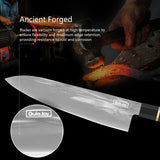 Qulajoy 8 Inch - Hand Forged Swedish Sandvik Steel Gyuto Chef Knife - Classic Octagonal Handle - Phoenix Fire Art Store