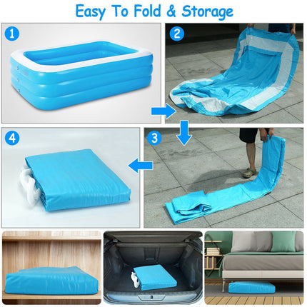 Inflatable Lounge Pool for Family 120x72x24in