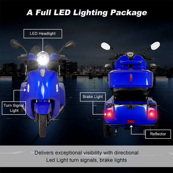 Zvg Deluxe 800W 60V/20AH 3-Wheel Electric Medical Handicap Motorized Mobility Power Scooter, 350LBS (SAK95137)