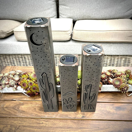 Desert Night Luminary Pillars w/ Solar Cap - Phoenix Fire Art Store